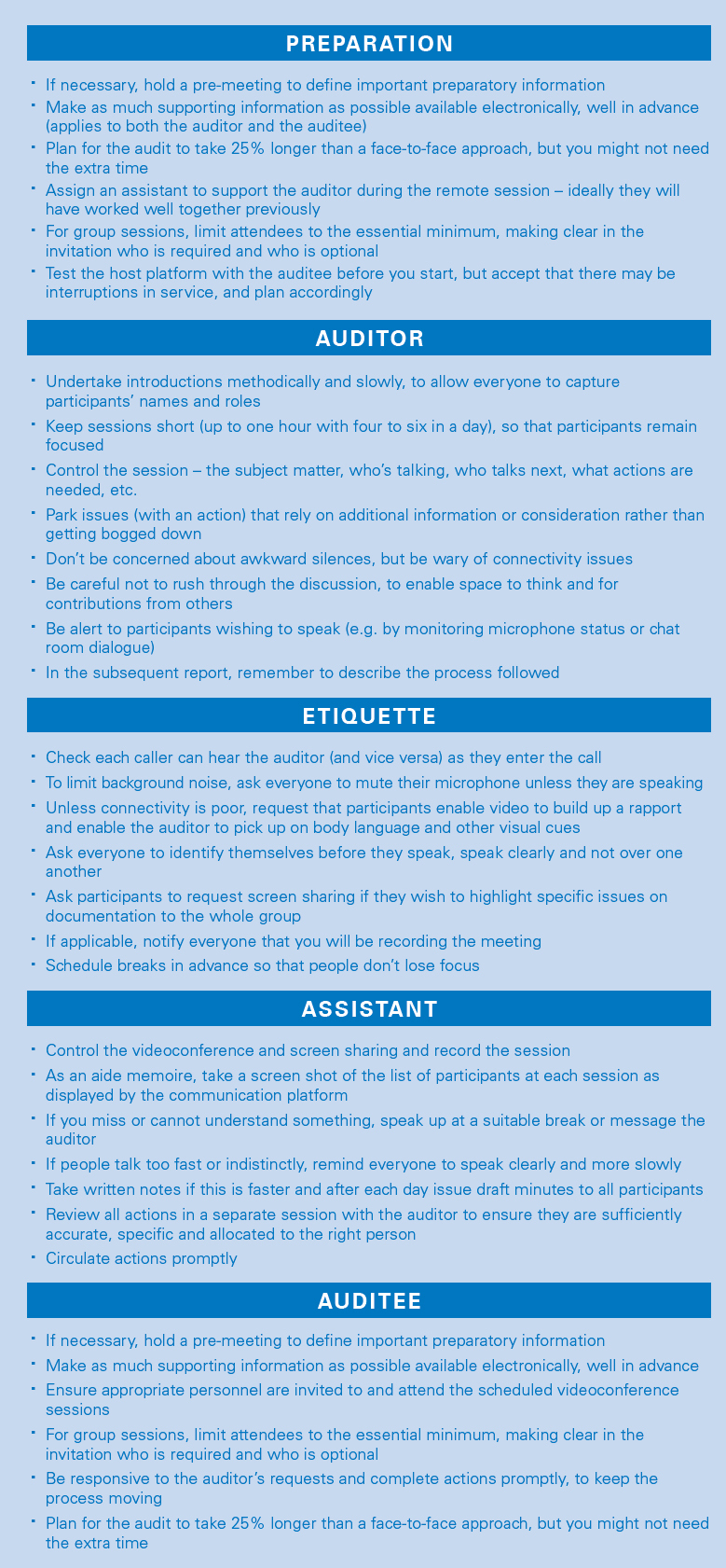 Tips for successful remote audits